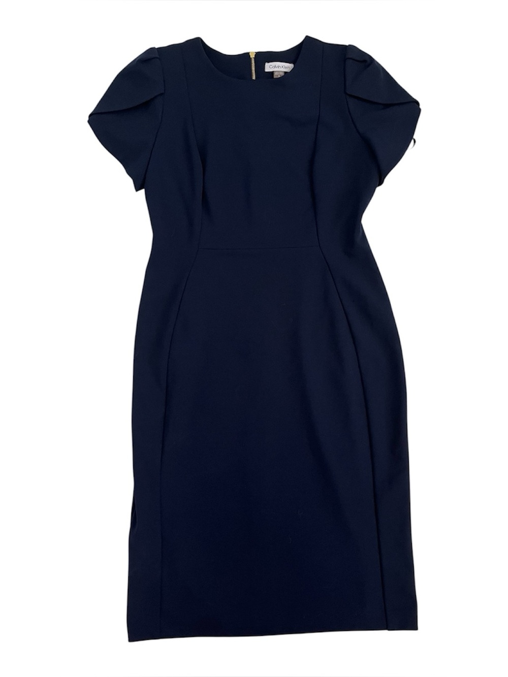 Calvin Klein Dark Navy Cap Sleeve Midi Sheath Dress